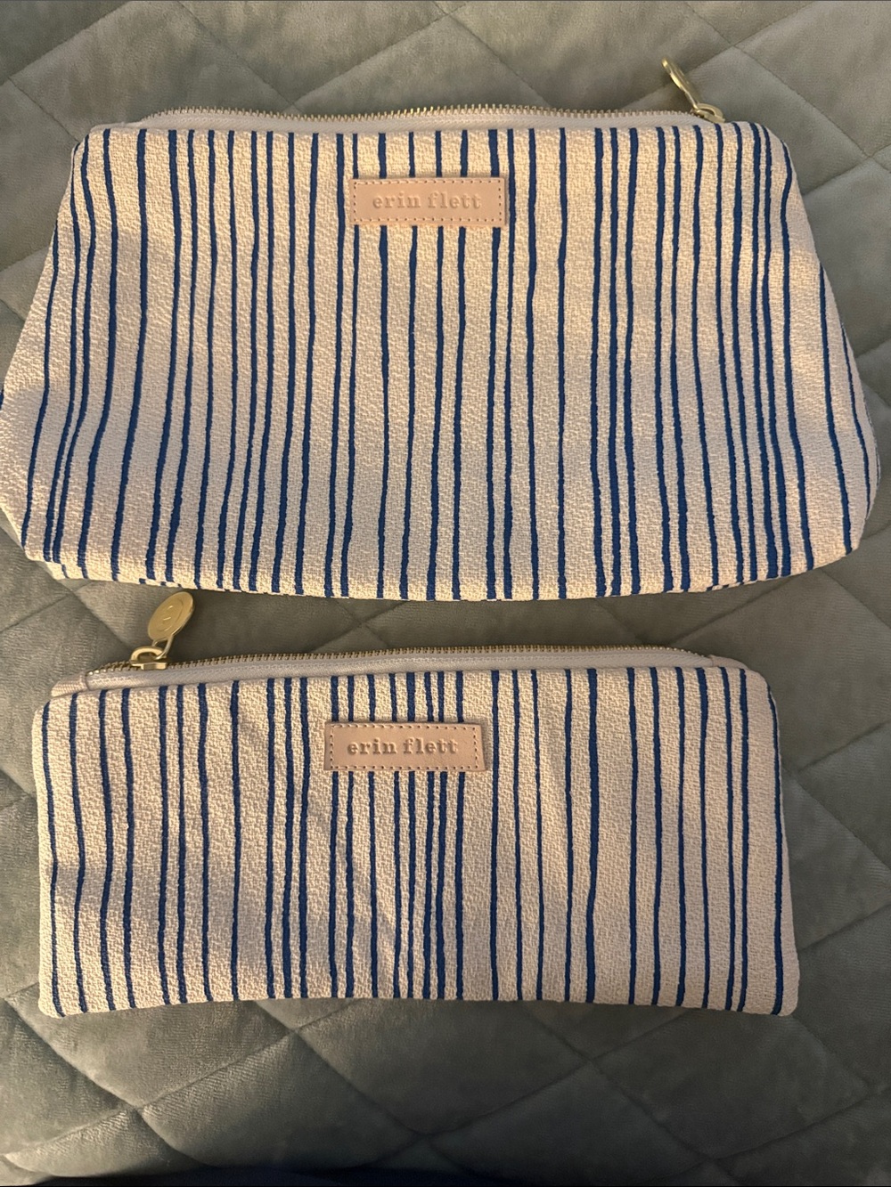 New blue Stripe Cosmetic Pouch Set by Erin Flett